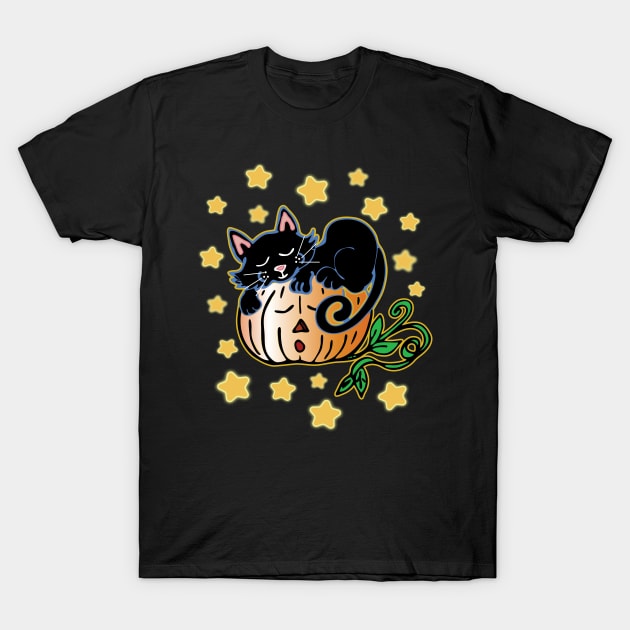 Halloween Black Cat T-Shirt by BeebusMarble